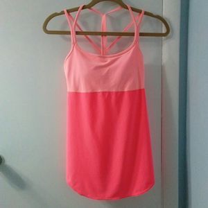 Lucy | Pink color block Criss-cross Straps Tank Top S